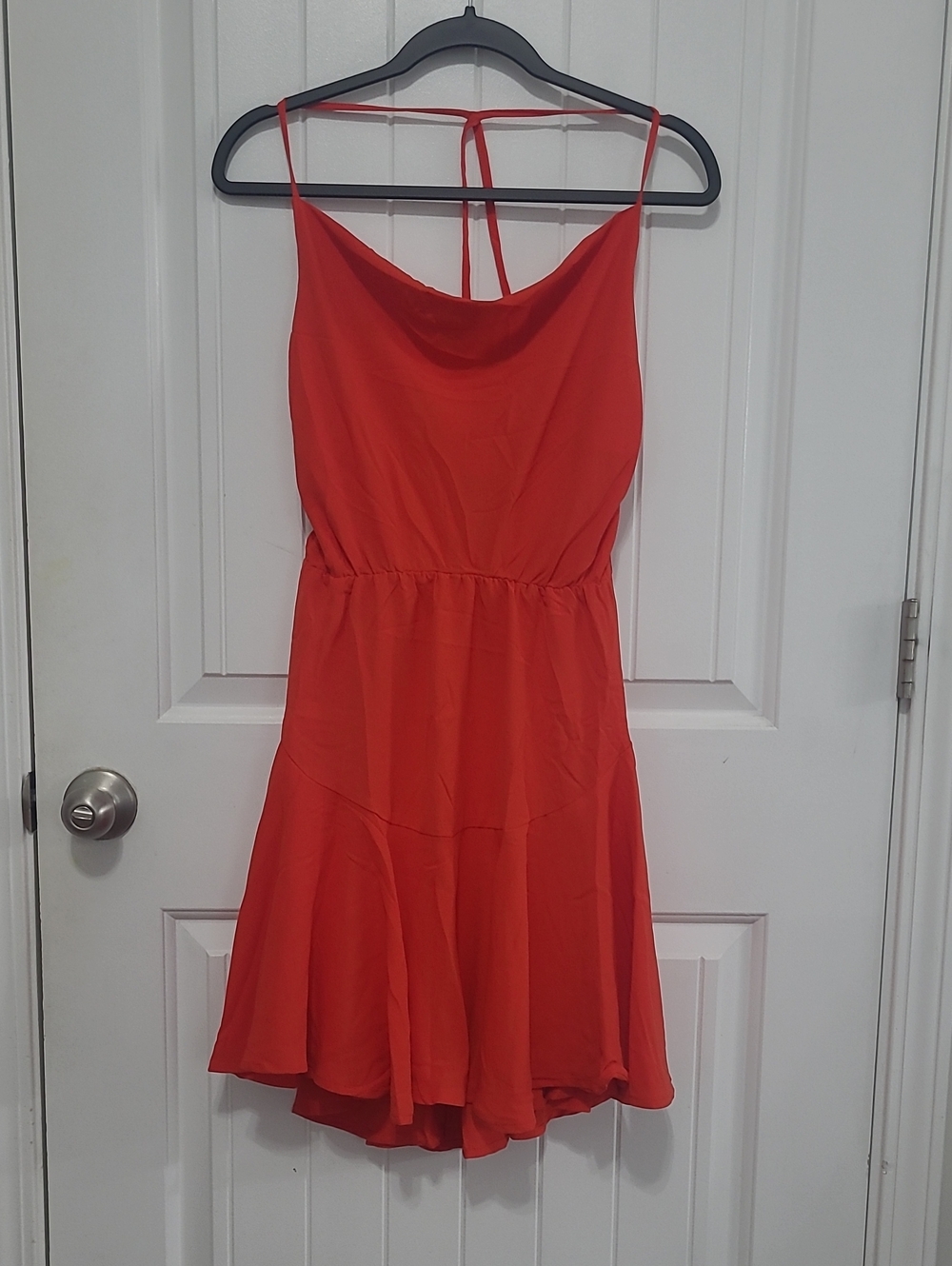 She and Sky Red Cowl Neck Mini Dress